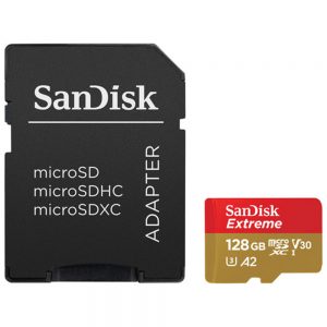 کارت حافظه microSDHC سن دیسک مدل Extreme A2 کلاس 10 استاندارد UHS-I سرعت 160MBps ظرفیت 128 گیگابایت به همراه آداپتور SD