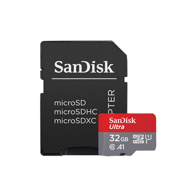 کارت حافظه microSDHC سن دیسک مدل Ultra A1 کلاس 10 استاندارد UHS-I سرعت 98MBps ظرفیت 32 گیگابایت به همراه آداپتور SD