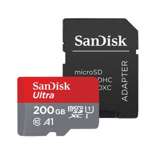 کارت حافظه microSDXC سن دیسک مدل Ultra A1 کلاس 10 استاندارد UHS-I سرعت 100MBps ظرفیت 200 گیگابایت به همراه آداپتور SD