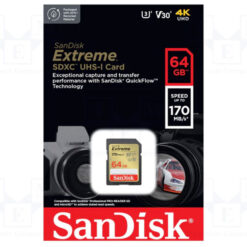 کارت حافظه SDXC سن دیسک مدل Extreme V30 کلاس 10 استاندارد UHS-I سرعت 170mbps ظرفیت 64 گیگابایت