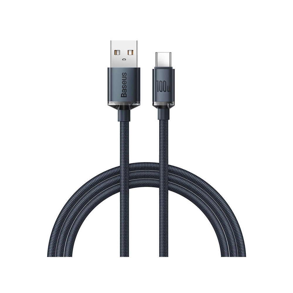 کابل شارژ سریع بیسوس سری Crystal Shine مدل Type-C به Type-C با توان 100 وات